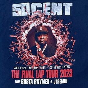 50 Cent Final Lap Tour 2023 T-Shirt Size L Get Rich or Die Tryin 20 Years Later